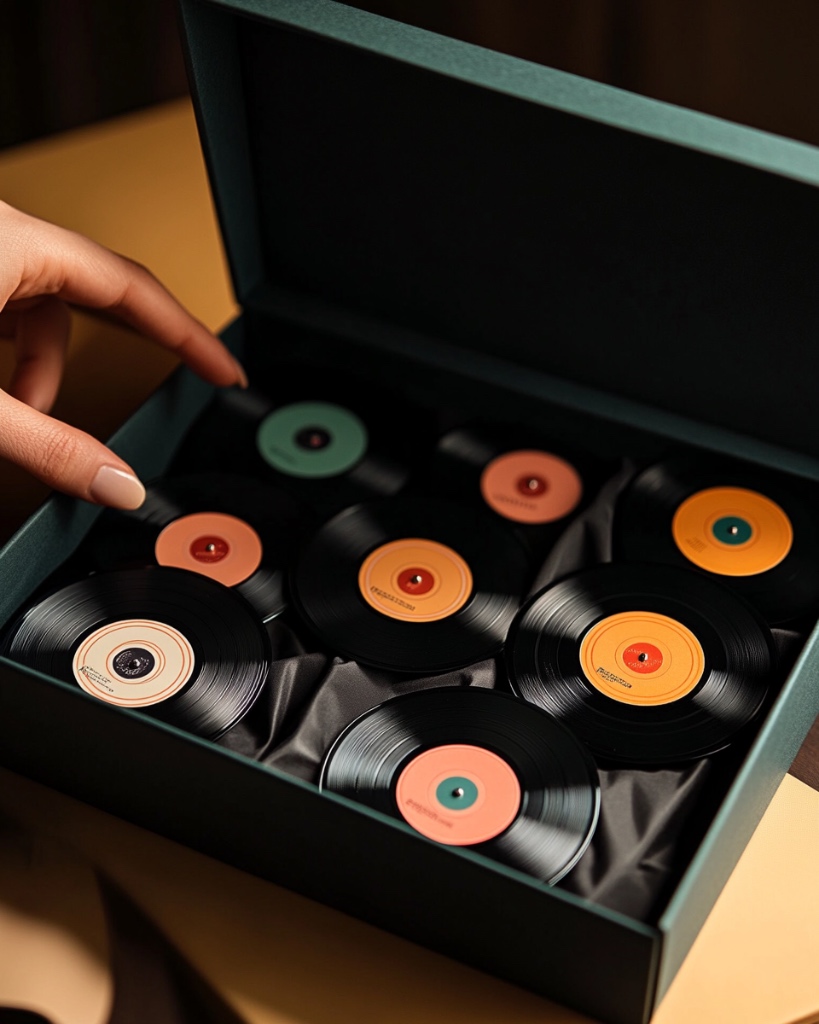 The Collector — miniature vinyl coaster set